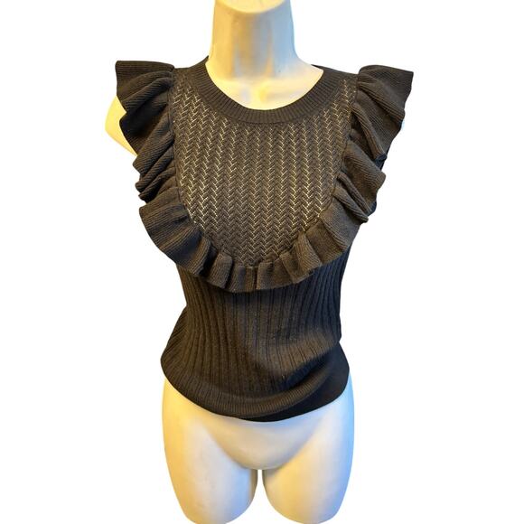 Paige NWT Rosina Top Black Size XS Cotton Blend Ruffled Whimsygoth Feminine - Picture 2 of 8